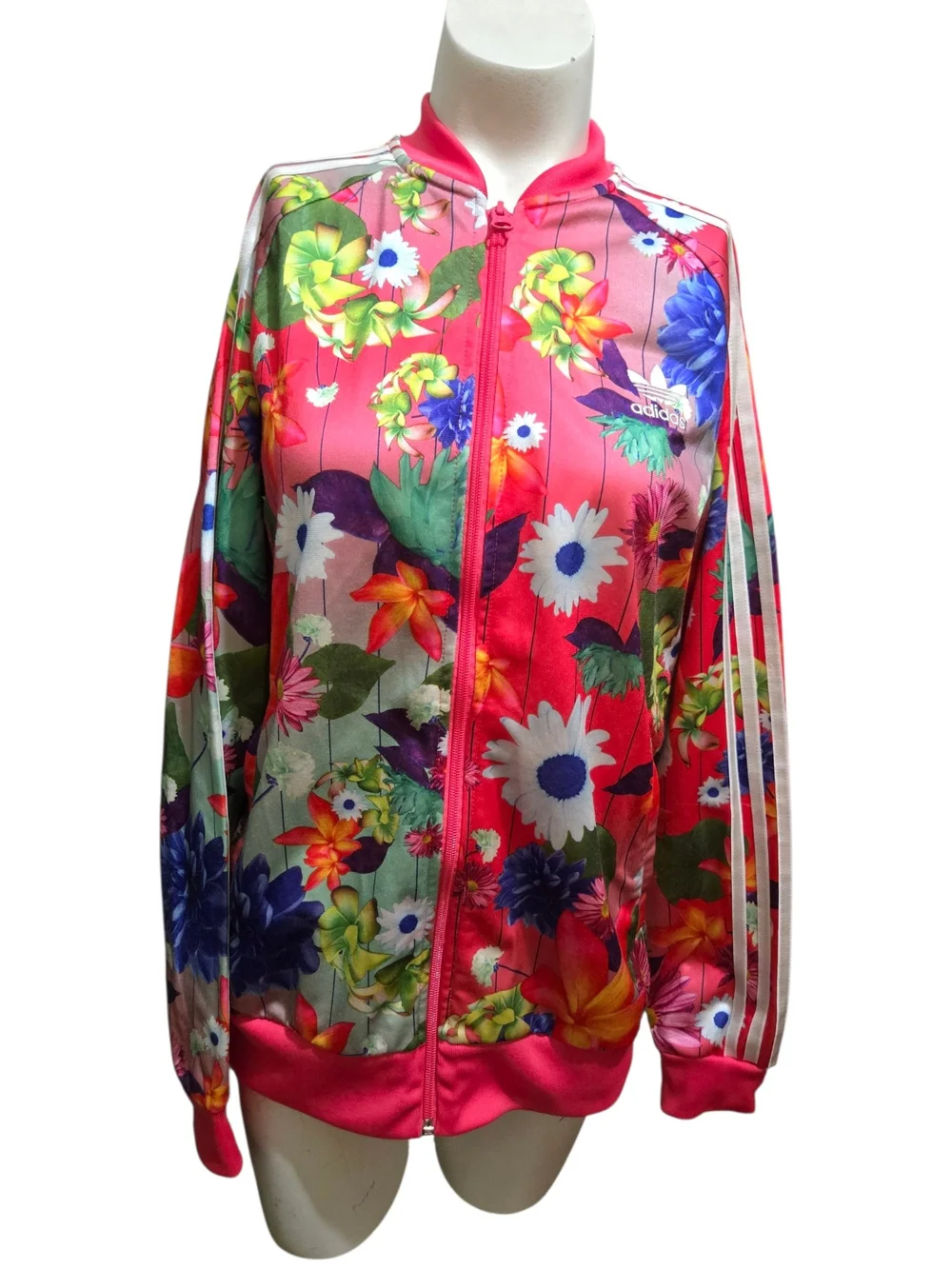 adidas Originals Floral Firebird Track Jacket Pink Full Zip Youth XL 14-15Y